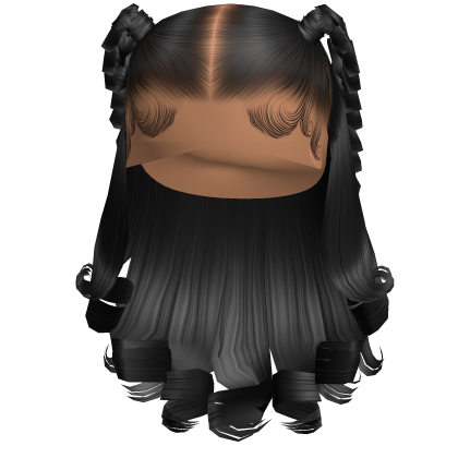 ☆ | Black Half Curled Braided Pigtails Roblox item