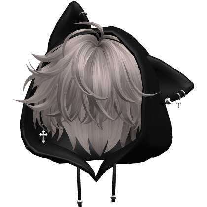 Ash Messy Hair with Cat Hoodie