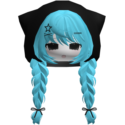 emo moe keri hair w anime girl face white blue
