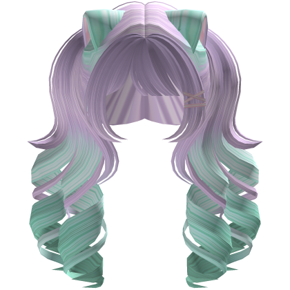 Cute hair emo Y2K cat-ear braids (pink-blue) Roblox item