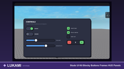Studs UI Kit Blocky Buttons Frames HUD Panels preview 5