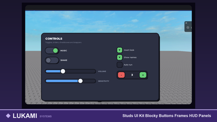 Studs UI Kit Blocky Buttons Frames HUD Panels preview 5