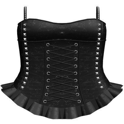 Black Goth Ruffled Skirt + Studded Laced Corset 3.