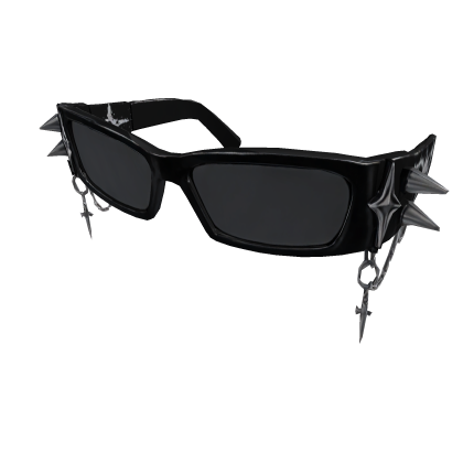 [Y2K] Grunge Punk Glasses w/ Cross Chains (Black)