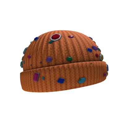 Orange Diamond Gem Knit Beanie Hat