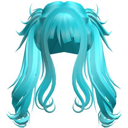 Cute Swirly Long Pigtails (Ocean Blue) Roblox item