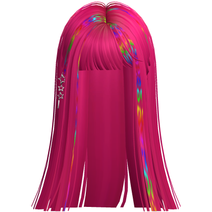 Hot Pink Long Emo Leopard Print Hair w/ Starclips Roblox item