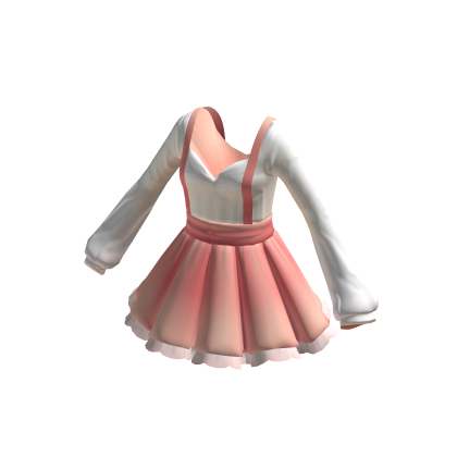 Overalls Dress in Pink & White
