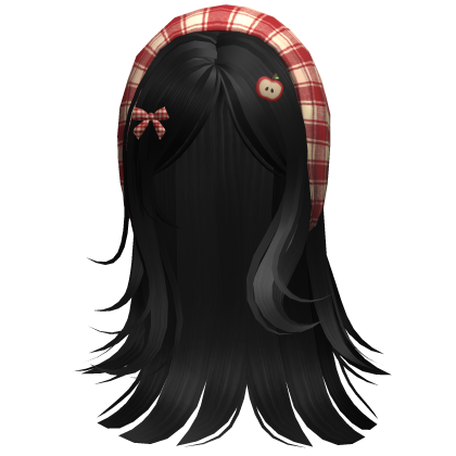 Cute Igari Hair w Plaid Headscarf Black Roblox item