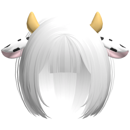 white kawaii cow girl anime bob