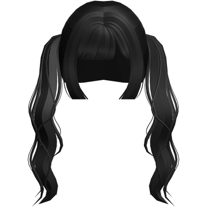 ♡ long curly cutecore pigtails in black ୧