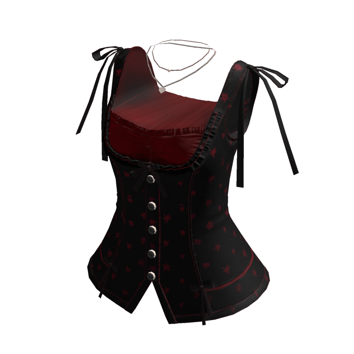 Coquette Star Corset Top w/ Ribbons (Black)