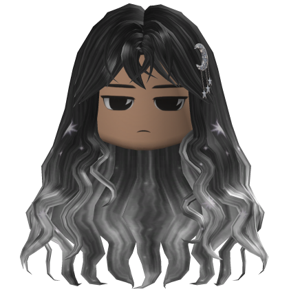 Long Wavy Hair w/ Moon Clips (Black/White)