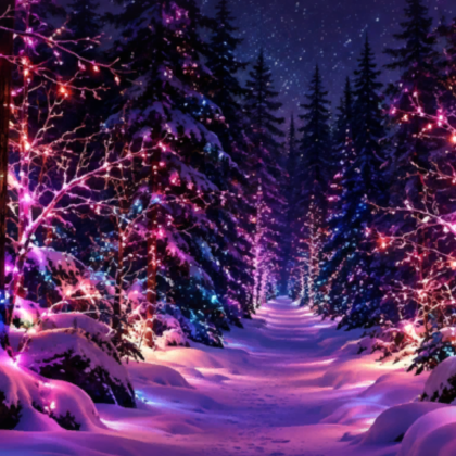 Christmas Snow Forest Winter Light Xmas Background