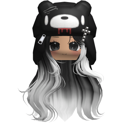 Fuzzy Bear Ushanka Flowy Long Hair (Black&White)