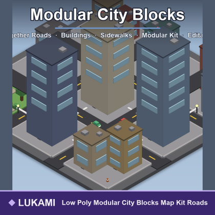 Low Poly Modular City Blocks Map Kit Roads