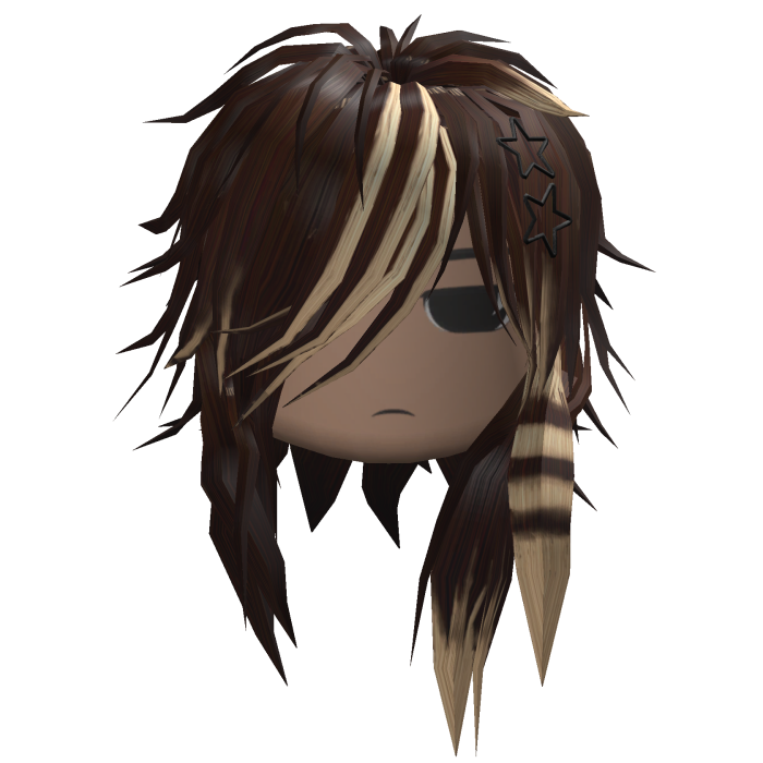 Messy Emo Hair w/ Star Clips (Brown/Blonde)
