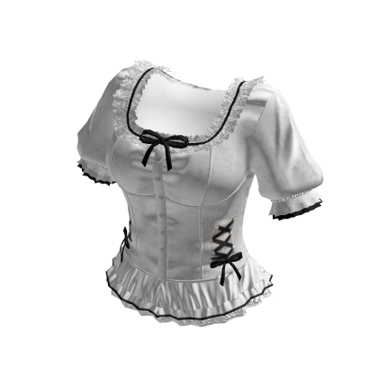 Coquette Lace Trim Button Dress (White)