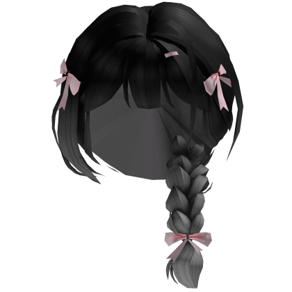 Cute Bow Side Braid Hair (Black) Roblox item