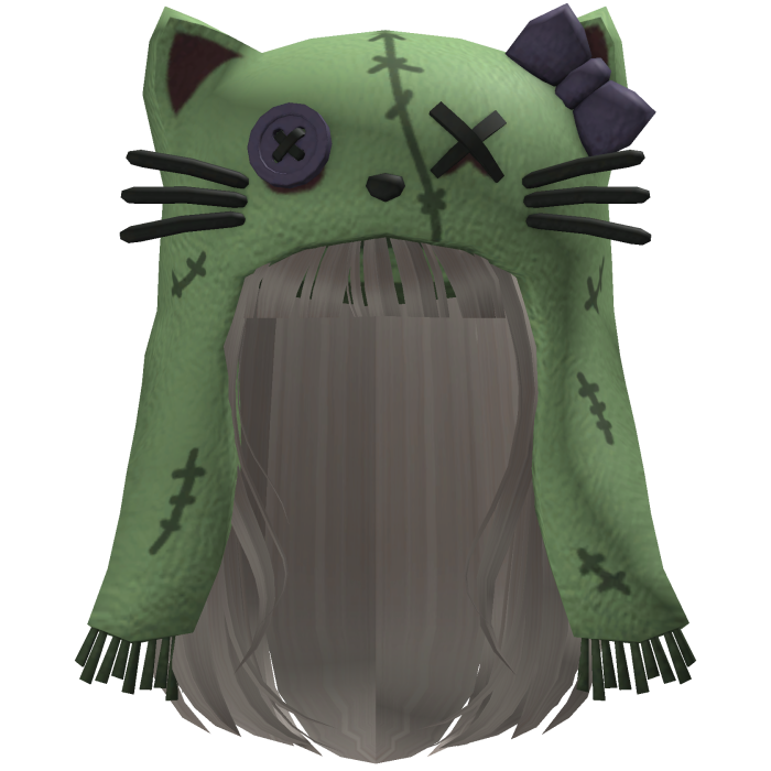 Halloween Zombie Cat Beanie w/ Ash Hair