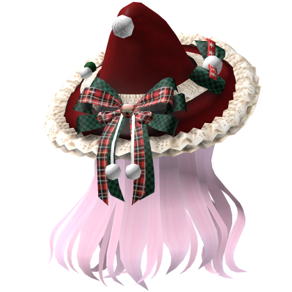Beautiful Christmas hat hairstyle (pink-red) Roblox item