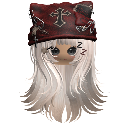 Beige Cross Beret Emo Girl Hair