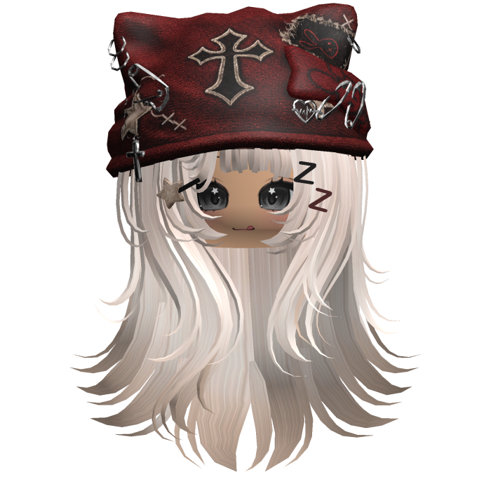 Beige Cross Beret Emo Girl Hair