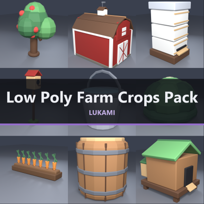 Low Poly Farm Crops Orchard Pack x50 Harvest Field