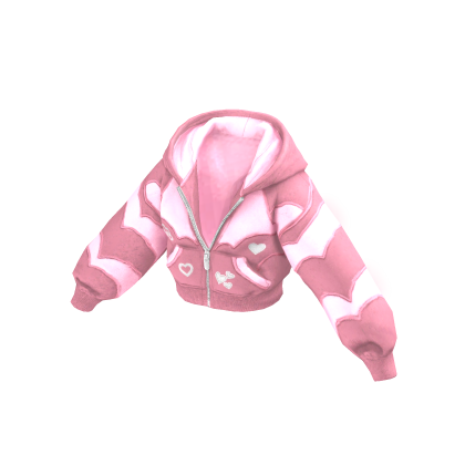 Emissive Cropped Pink Heart Hoodie