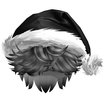 Messy Fluffy black and Gray Hair a Santa Hat Y2k