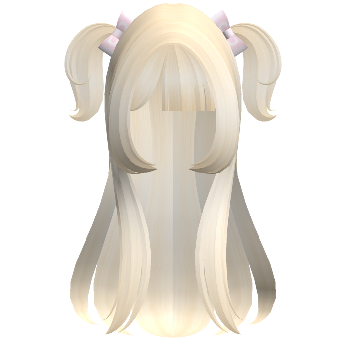 ꒰Blonde Long Half-up Pigtails w/ Pink Bow