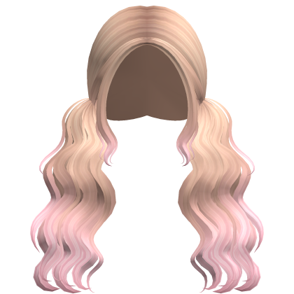 Long Ocean Waves Curly Pigtails (Blonde Pink) Roblox item