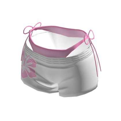 Whale Tail Hibiscus Shorts W Pink Bikini Bottoms thumbnail