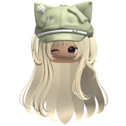 Kawaii Kitty Beret Yellow Hair w/ Wink Face