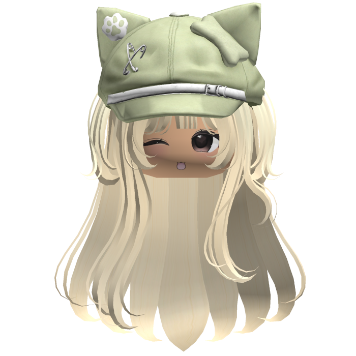 Kawaii Kitty Beret Yellow Hair w/ Wink Face