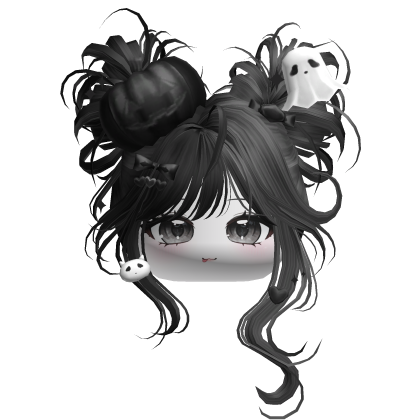 Halloween Pumpkin Buns w/ Bows (Black&Gray) Roblox item