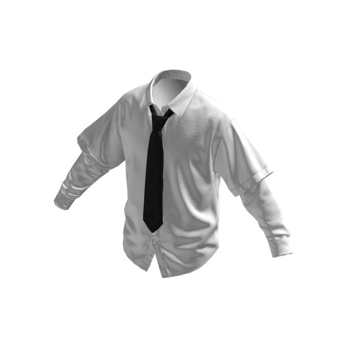 White Layered Overshirt w/ Black Tie