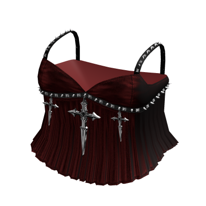 Gothic Emo Studded Cross Dagger Dress Red