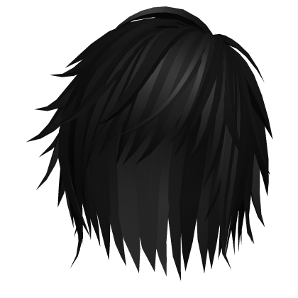 japanese vkei messy emo boy hair in black Roblox item