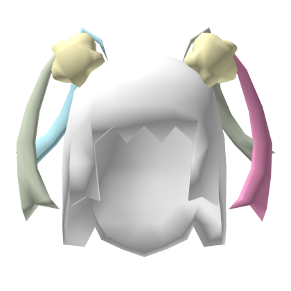 Low Poly Starry Ribbon Pigtails White