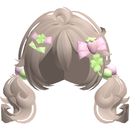 🍀 lucky strawberry clover pigtails in light brown