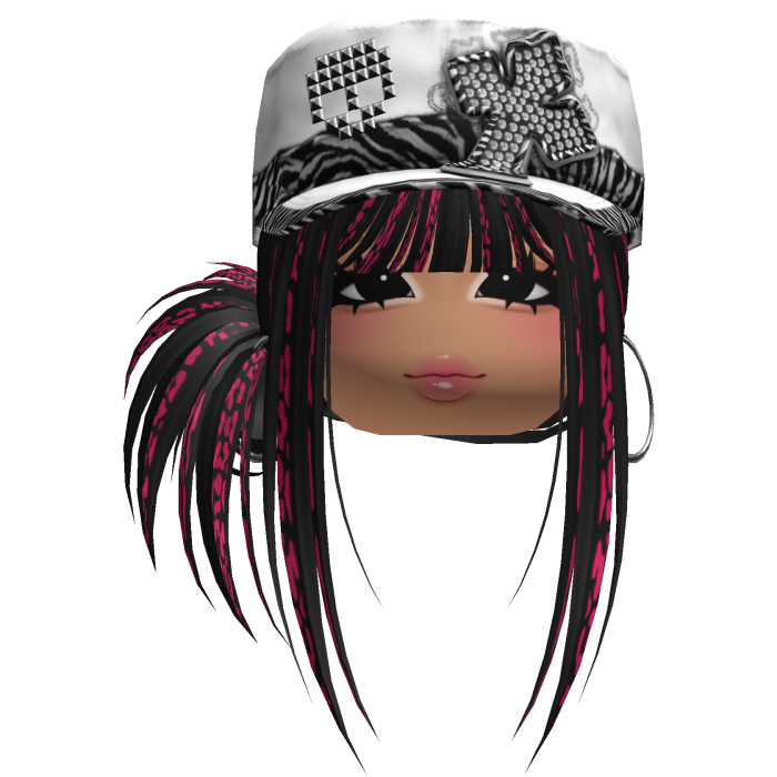 Gyaru Side Bun Hair w/ Zebra Cap & Earrings