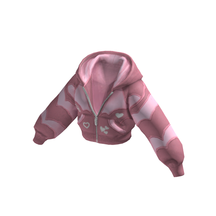 Cropped Pink Heart Hoodie