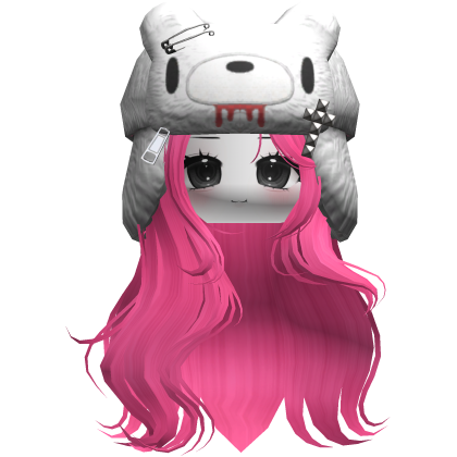 Fuzzy Bear Ushanka Flowy Long Hair (Hot Pink)