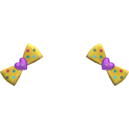 (18) Yellow/Violet Polka Bows Roblox item