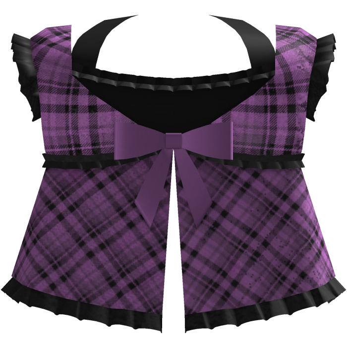  ♱ gothic emo purple plaid top w ruffles n bow