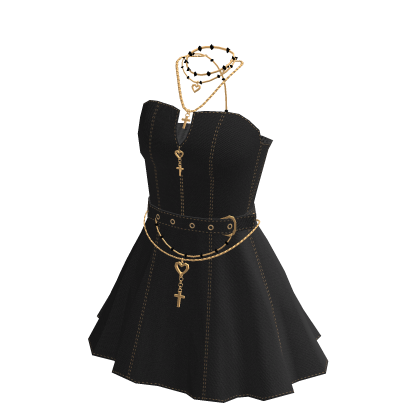 ♾️ Black & gold heavens rebellion goth dress thumbnail
