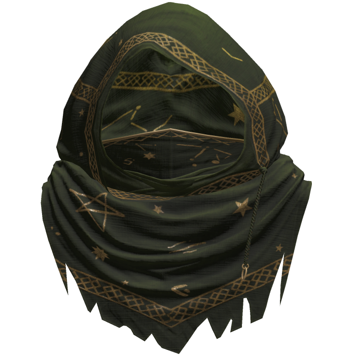 Green Sorcerer Distressed Rune Hood
