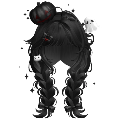 Halloween Cute Pumpkin Braids (Black) Roblox item