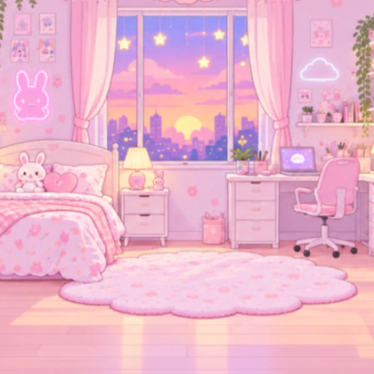 Pink Bedroom Background Cute Pastel Kawaii Girl